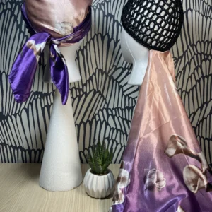 2 in 1 Hairnet Scarf - Pink Purple/Flowers