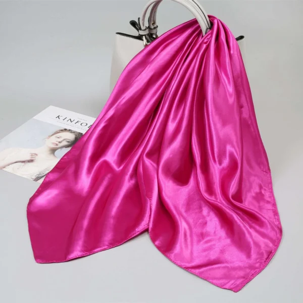 2 in 1 Hairnet Scarf - Solid Hot Pink - Image 2