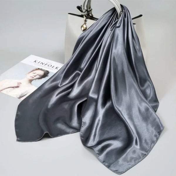 2 in 1 Hairnet Scarf - Solid Grey - Image 2