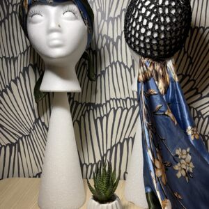 2 in 1 Hairnet Scarf - Blue/Olive Green