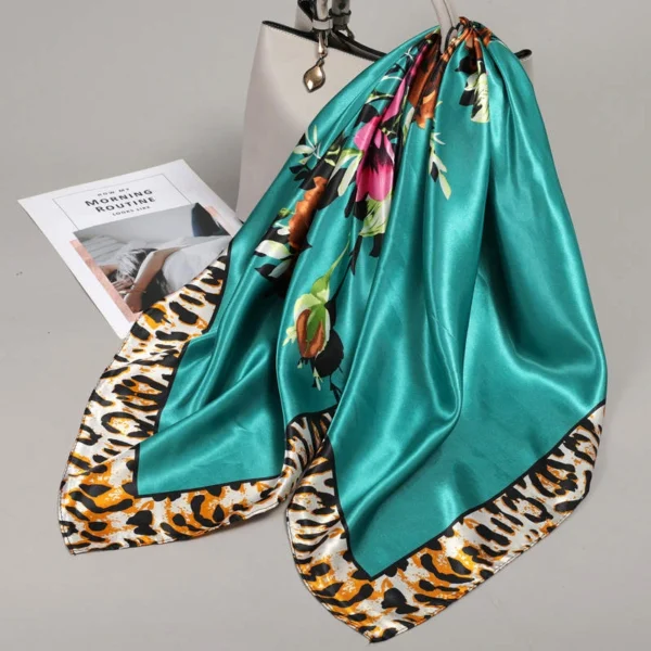 2 in 1 Hairnet Scarf - Aqua Green/Leopard - Image 2