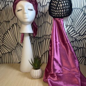 2 in 1 Hairnet Scarf - Solid Barbie Pink