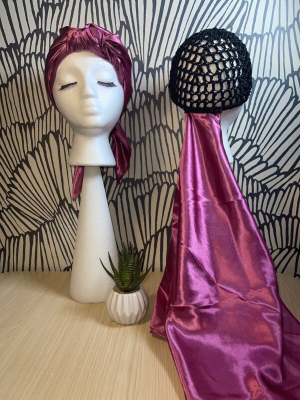 2 in 1 Hairnet Scarf - Solid Barbie Pink