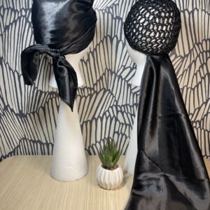 2 in 1 Hairnet Scarf - Solid Black