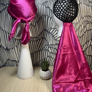 2 in 1 Hairnet Scarf - Solid Hot Pink