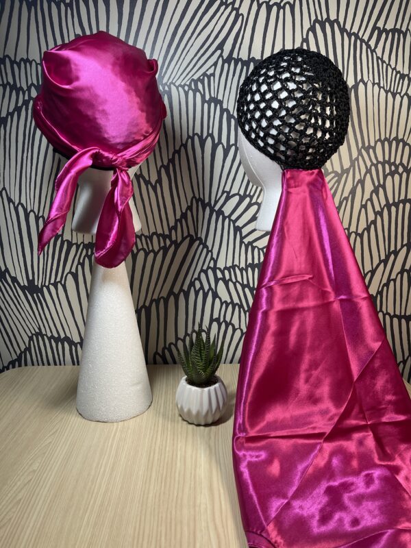 2 in 1 Hairnet Scarf - Solid Hot Pink