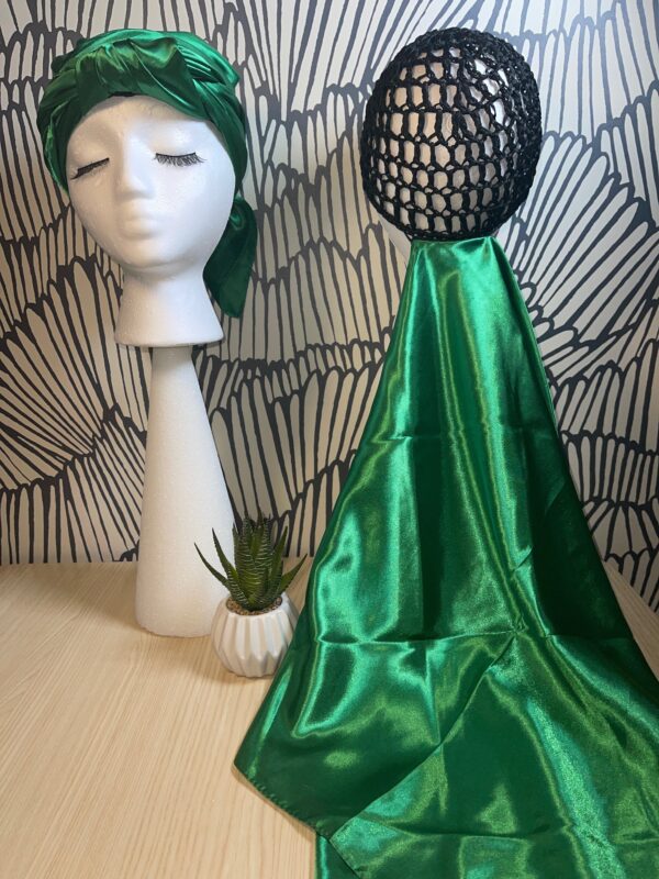 2 in 1 Hairnet Scarf - Solid Money Green