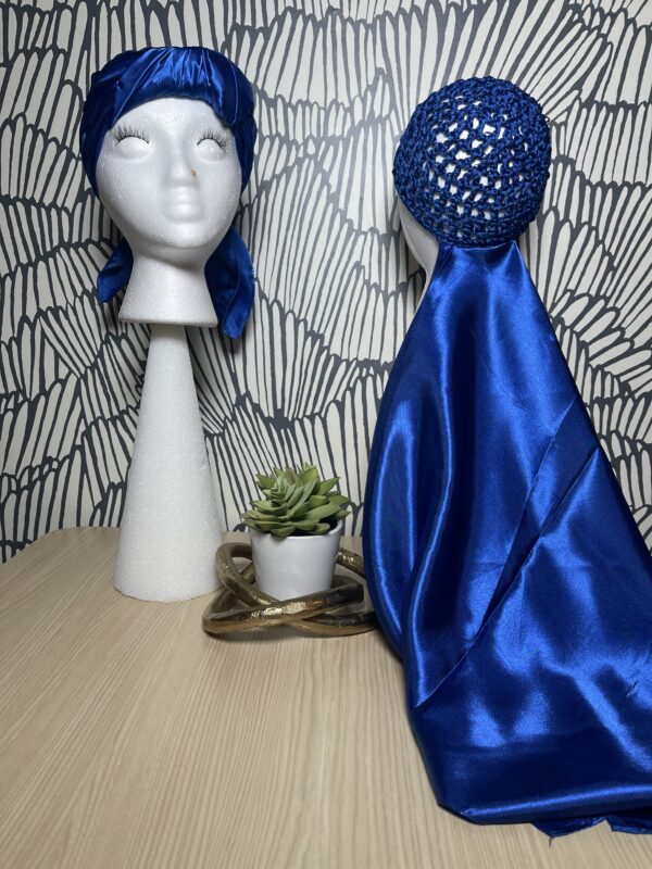 2 in 1 Hairnet Scarf - Solid Royalty Blue